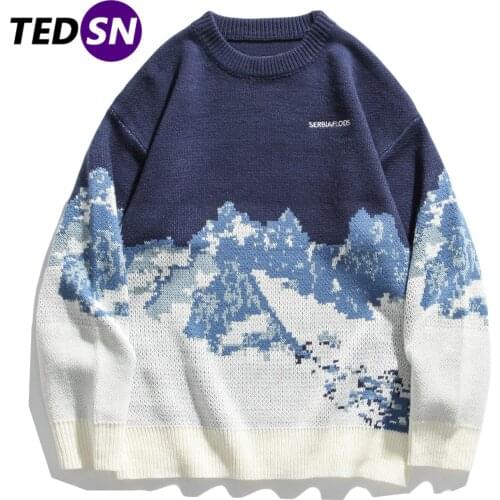 TEDSN Knitted Men Sweater Jumper Women Pullover Male Female Knit Top Long Sleeve Streetwear POLERON Wool 2021 Autumn Clothes