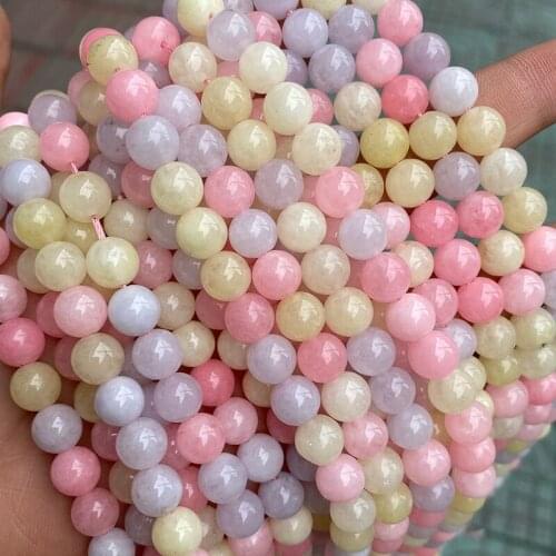 Natural Stone Morgan Chalcedony Jades Round Loose Spacer Beads 6 8 10 12mm Pick Size For Jewelry Making DIY Bracelet Accessories