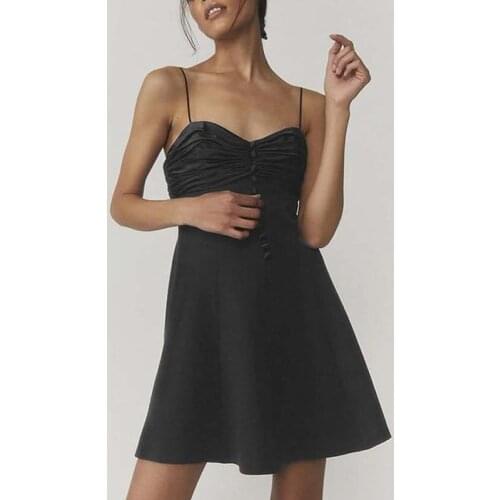 Thorn Tree Summer Solid Mini Dress Sexy Women Sling Y2K Backless Party V-neck Buttons Dress Streetwear 2021 Female Vestidos 2021