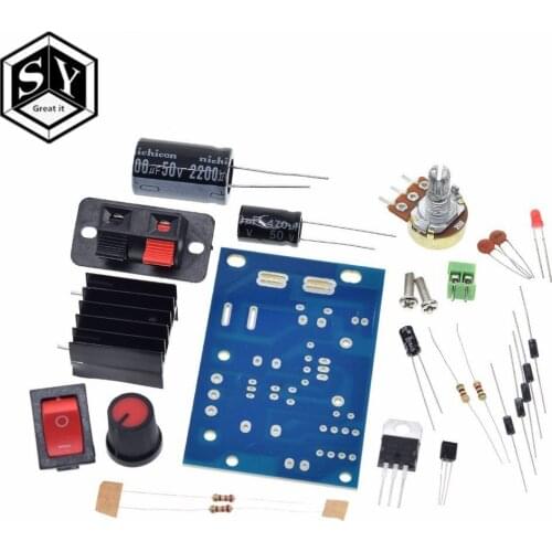 LM317 DIY Kit Step Down Power Supply Module Adjustable Voltage Regulator Switch Resettable Fuse Electrolytic Capacitor Board