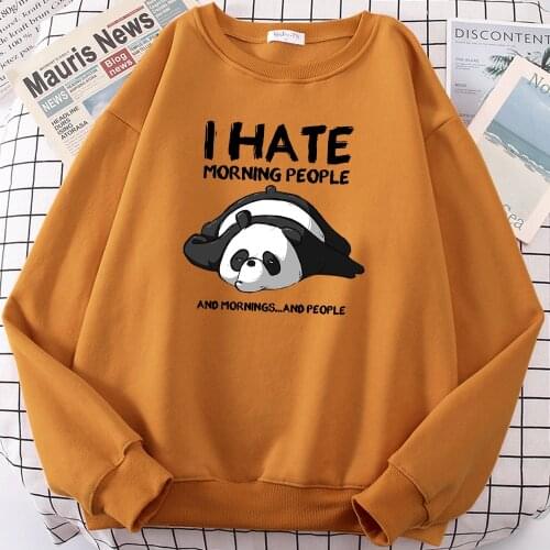 Lazy Panda I Hate Morning People Prints Hoody Man Casual Oversize Sweatshirt Autumn Fleece Hoody Fashion Soft Clothes Womens