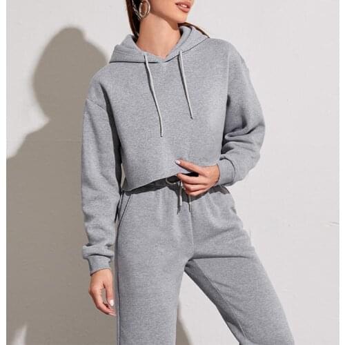 Soft Cotton Solid Womens Crop Hoodie Thin Long Sleeve Spring Autumn Ladies Streetwear Pullover Sweatshirt M30635