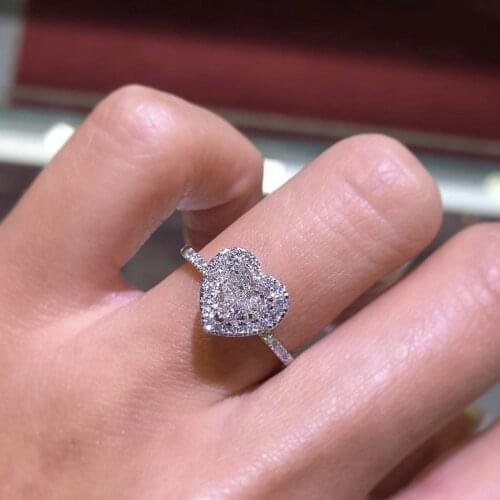 Eternal Heart ring finger Original 925 Sterling Silver Wedding Engagement Natural white Sapphire Gemstone Ring for Women Jewelry