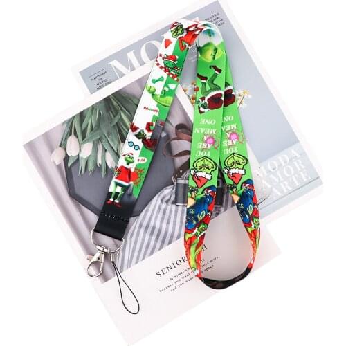 ZF2947 1pcs Cartoon Figure Green Monster Key Chain Lanyard Gifts For Child Friend Phone USB Badge Holder Necklace Christmas Gift