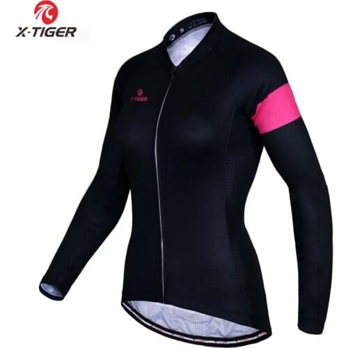 X-TIGER Women 100% Polyester Long Sleeve Cycling Jersey MTB Bike Cycling Clothing Wear Bicycle Clothes Maillot Ropa Ciclismo