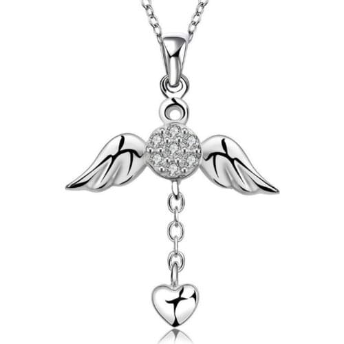 Glamour of Women Cz Angel Necklace Fashion Jewelry Wings Heart Love Pendant Necklace Women Christmas Gifts