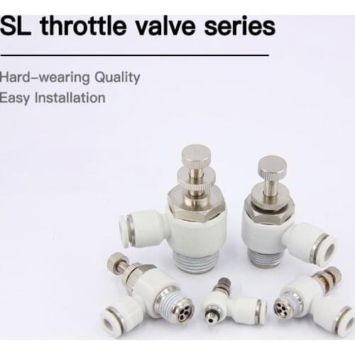1pcs Cylinder connector sl type throttle valve adjustable flow connector speed control valve SL4 - M5 SL6 SL8 SL10 SL12