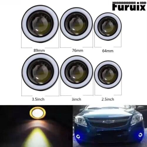 1Pcs/Single 12V Universal COB LED DRL Driving Lights white blue pink yellow Angel Eyes Fog Lamp 2.5" 3.0" 3.5" 64mm 76mm 89mm