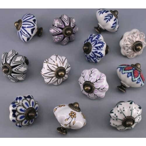 1x Ceramic Hand Painted Colorful Kids Room Door Knobs and Handles Cabinet Wardrobe Kitchen Drawer Dresser Door Pulls Knobs