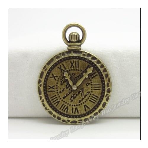 30pcs Vintage Charms Clock Pendant Antique bronze Fit Bracelets Necklace DIY Metal Jewelry Making