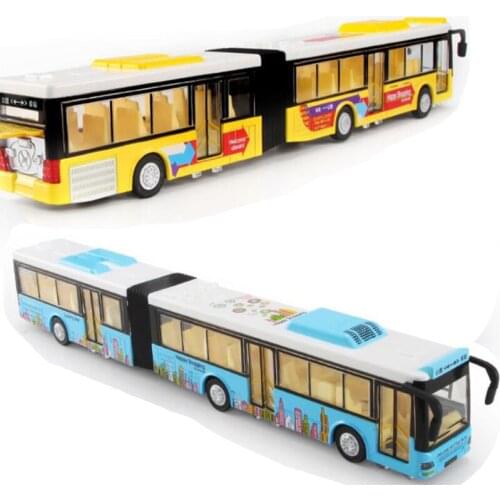 36CM 1:50 Scale Diecast Train Bus Model Vehicle Model Double Two-Sections Extended Pull Back F Collection W Sound and Light Gift