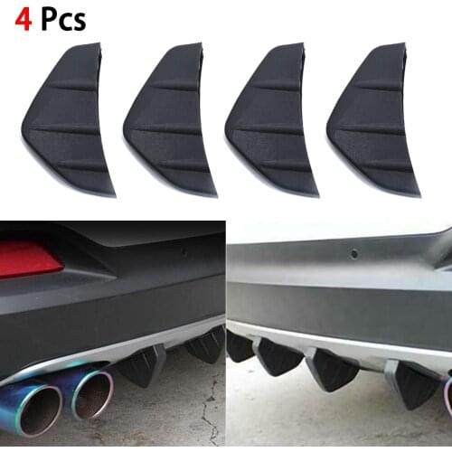 4Pcs Car Rear Bumper Spoiler Diffuser Shark Fin Protect Cover Anti-crash Rear Bumper Spoiler Accessories