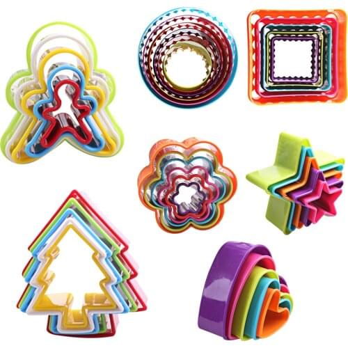 5pcs/set Cookies Cutter Frame Fondant Biscuit Cake Mould DIY Star Chirstmas Tree Round Heart Flower Mold Cookie Maker