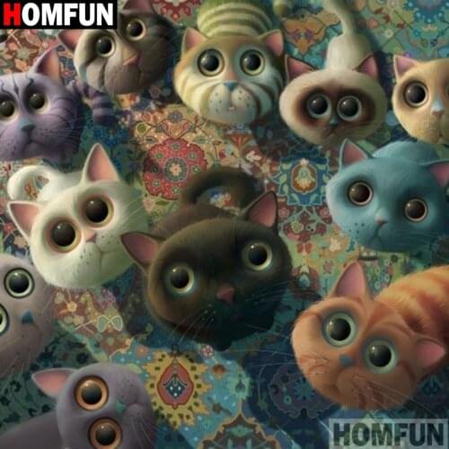 HOMFUN "Cartoon cat" Diamond Painting 5D Full Square/Round Drill Home Decor DIY Diamond Embroidery Cross Stitch A18248