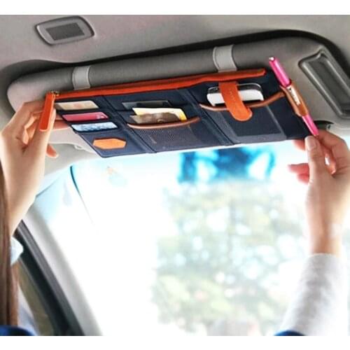 Car Sun Visor Bill Pen Business Card Holder CD DVD Organizer Storage Box Sunglasses Clip Stowing Tidying Auto Accessories