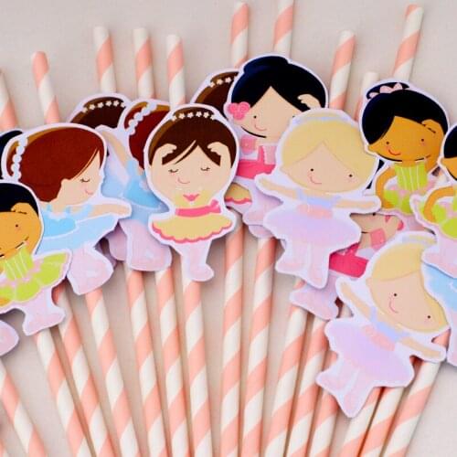 Ballerina Birthday Party Supplies Ballet Boxes Paper Cups Invitations Favor Bags Bottle Labels Cake Topper Straws Party supplies