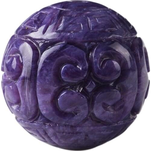 ONE PIECE LOOSE BEADS Charoite round carved 12/14/16/18MM for DIY jewelry making FPPJ wholesale beads