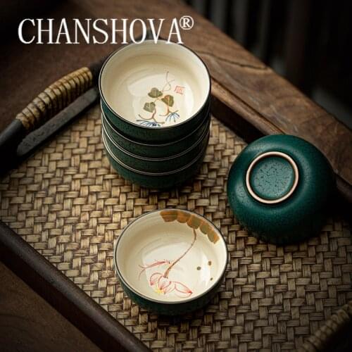 CHANSHOVA 60ml Chinese retro style Hand Painted Ceramic tea cup coffee cup Chinese Handmade porcelain cups H551