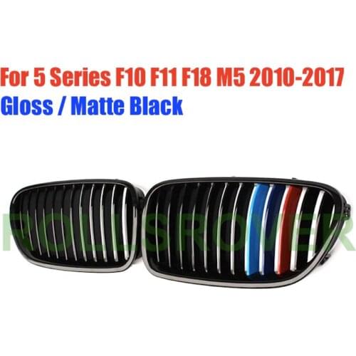 ROLLSROVER Pair of Black Front Bumper Grille For 5 Series F10 F11 F18 M5 2010-2017 3 Colors Single Strip Car Styling