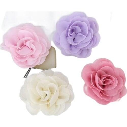 5pcs 9CM Fashion Satin Chiffon Flowers For DIY Hair Accessories Fabric Flower Bouquet Wedding Decoration Head Wrap For Headband