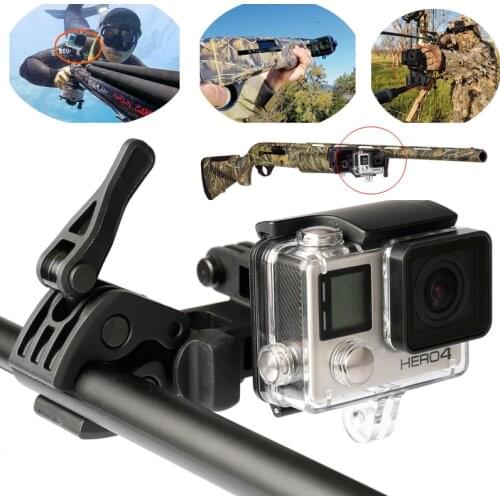 Go pro Hero6 Fixed Clip Holder Gun/Fishing Rod/Bow/Arrow selfie monopod base for Gopro hero 6 5 4 SJCAM SJ4000 for Xiaomi YI 4K