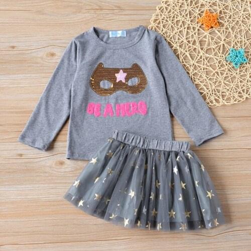 Childrens clothing suits 2019 Spring childrens clothing cartoon clothing cartoon T-shirt skirt 2 sets of sports suit + dress
