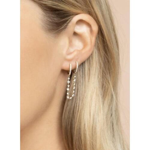 European WOMEN 1pc Little cz zirconia Punk Rock Style Woman Gift tennis Chain Tassel Earrings gold silver color Dropship