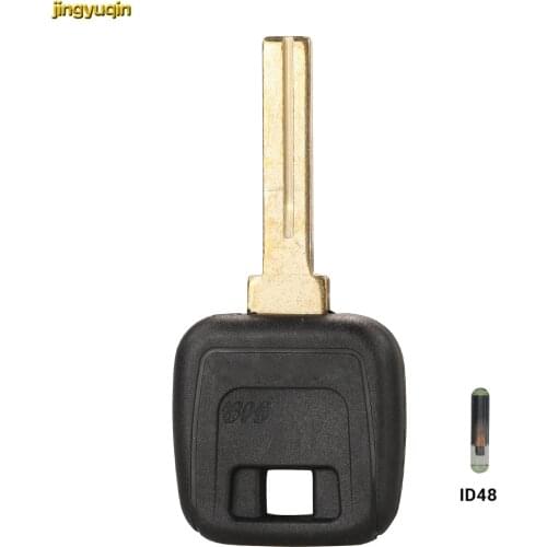 Jingyuqin Remote Car Key Fob Shell With ID48 Transponder Chip For Volvo S40 V40 D30 S60 S80 XC90 XC60 Uncut NE66 Blade