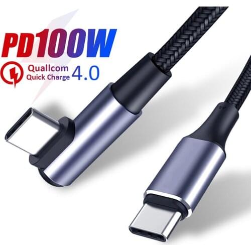 90 Degree Elbow USB C To Type C Cable PD100W Super Fast Charging Charger Cable Smart Phone Charge Wire For MacBook iPad Huawei