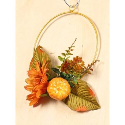 Thanksgiving Hoop Autumn Colors Sunflower Pumpkin Hangings Ornament Decorative Wall Hanging Decoration Jul#15