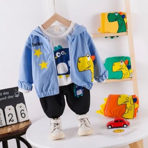 Baby Girls Boys Clothing Sets 2020 Spring Hooded Coats Pants 3PCS Casual Style Toddler Infant Clothes Children Clothing