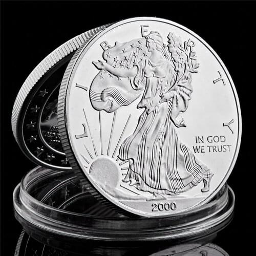 American Goddess Replica 1 Troy Ounce Statue of Liberty Eagles Silver Plated Commemorative Coins