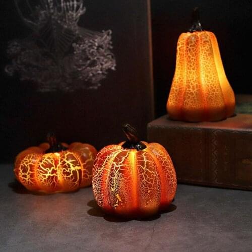 Halloween Small Pumpkin Light LED Luminous Resin Table Top Decoration Pumpkin Party Happy Halloween Party Decor for Home 2021