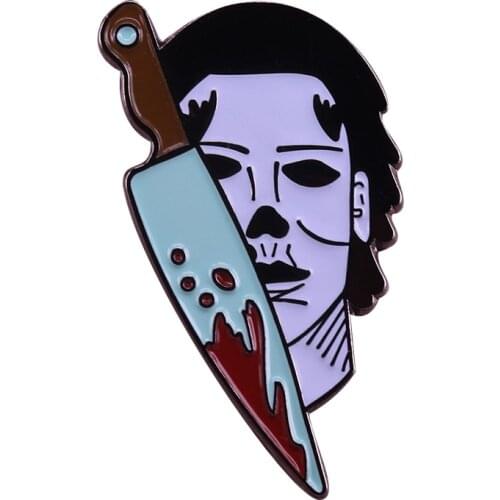 Michael Myers pin murder mask badge horror movie brooch Halloween scare gift perfect accessory for horror party
