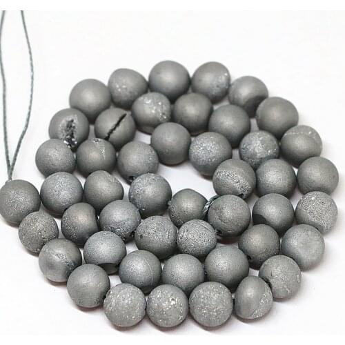Fashion natural drusy smile onyx agat stone electroplate round loose beads 6-14mm high quality jewelry 15inchB1635