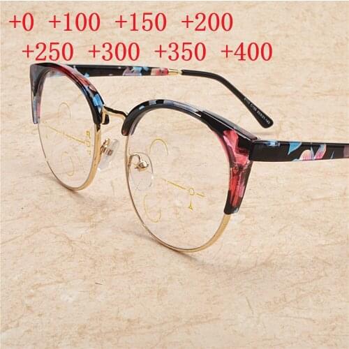 Fashion women flwoer frame round Reading Glasses Progressive Multifocal Reading Glasses Men Women Presbyopia Hyperopia NX