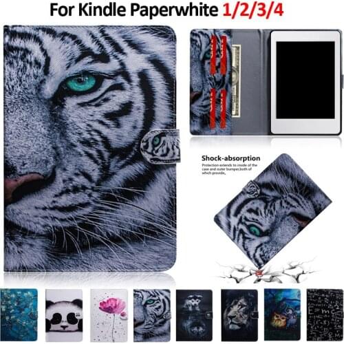 Fashion Tiger Lion Panda Leather Tablet Cover For Funda Amazon Kindle Paperwhite 1 2 3 2015 2017 Case For Kindle Paperwhite 4