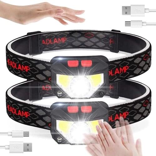 25000LM Body Motion Sensor Headlamp Built-in Battery Headlight USB Rechargeable Head Lamp 8 Modes Waterproof Head Torch with Box