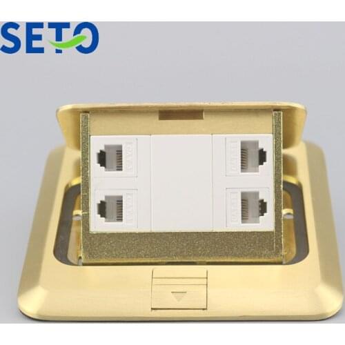 SeTo Pop-up Type Floor Socket Double Network Lan RJ45 Cat5e+ Dual RJ11 Cat3 Tel Wall Plate Keystone Floor Receptacle