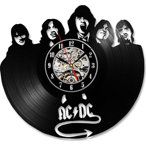 AC DC Wall Clock Modern Design Music Rock Band Vintage Vinyl CD Clocks Wall Watch Home Decor Gifts for Fans