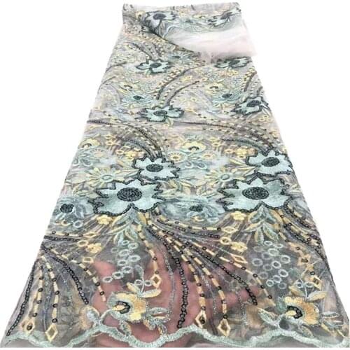 Nigerian Lace Fabric African Lace Fabric 2021 High Quality Lace With Sequins French Lace Fabric For Wedding Dress Sewing r20-41