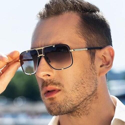 Newest Glamour Men Designer Sunglasses Square Alloy Frame Vintage Sun Glasses Luxury Branded Shades UV400