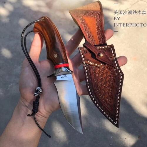 Fixed blade Hunting Knife Handmade forged 14C28N powder steel camping knifeblade 61HRC leather handle survival Tactical EDC tool