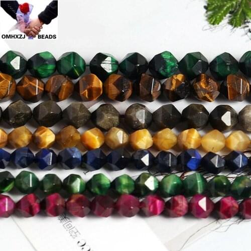 OMH Wholesale JD61 4 6 8 10 12mm Natural Jewelry DIY Making Bracelet Necklace Natural AAA Tiger Eye Loose Spacer Rhombus Beads