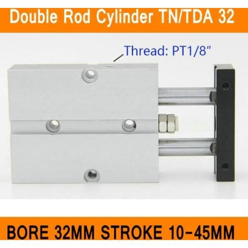 TN32 TDA Twin Spindle Air Cylinder Bore 32mm Stroke 10-45mm Dual Action Air Pneumatic Cylinders Double Action Pneumatic Parts