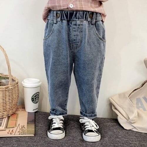 New Pattern Boys' Casual Pants Spring And Autumn Cotton Belt Elastic Pants Boys' Pure Cotton Trousers Baby Pants Jeans