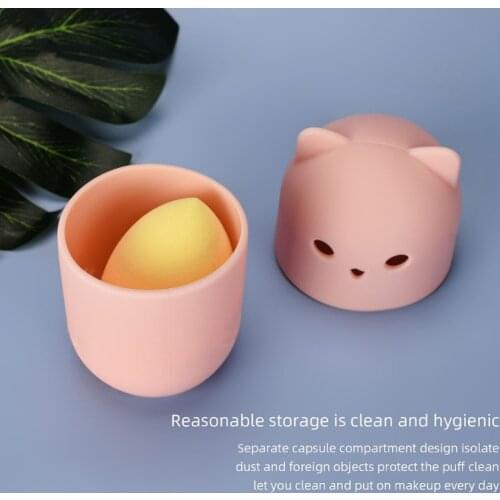 Q1QD Makeup Blender Sponge Case Beauty Sponge Blender Washable & Reusable Carrying Case Sponge Storage 2-Piece Pink/Blue