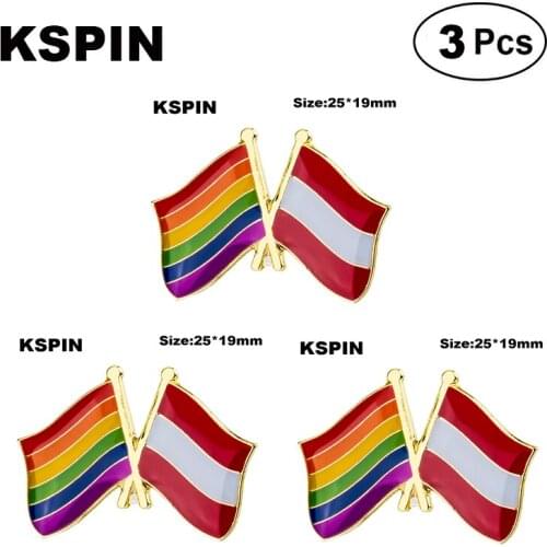 Rainbow & Austria Lapel Pin Brooches Pins Flag badge Brooch Badges