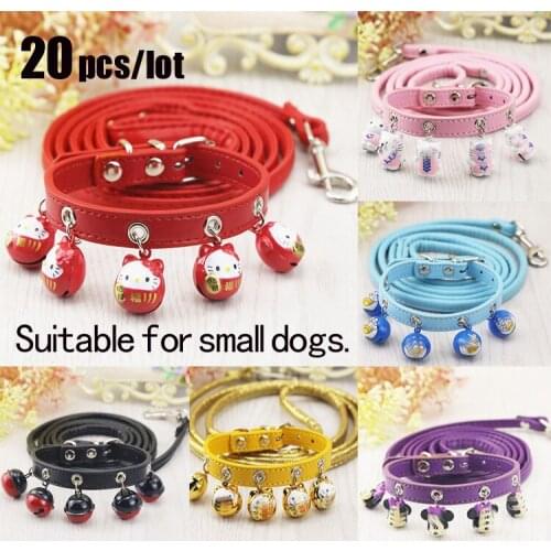 20PC Pet Dog Collar Puppy Cat Pet Buckle Dogs Leads Adjustable Neck Strap With Bell for Animal Pet Accessories For Small Dogs