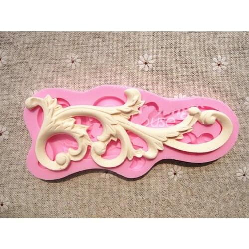 Retro Leaf Lace Shape Silicone Mold Fondant Paste DIY Baroque Pressing Silicone Cupcake Decorating Mold for Chocolate Gum Paste